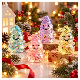 glitteres cuki gyurmázható hóember formájú squishy stresszoldó játék