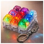 Világító LED fidget cube kulcstartó stresszoldó játék