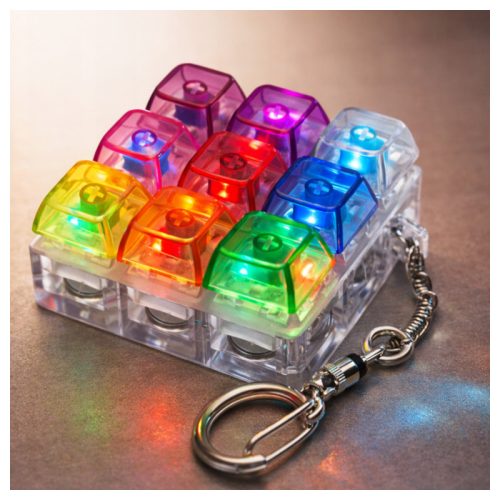 Világító LED fidget cube kulcstartó stresszoldó játék