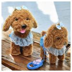 Sétáló, ugató, zenélő interaktív kiskutya - barna