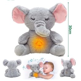 Nyugtató, lélegző elefánt plüss – zenél, világít és segíti az elalvást