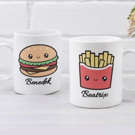 Hamburger és sültkrumpli - egyedi neves páros bögre