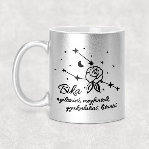 Csillagképes horoszkóp bögre - BIKA - csillámos bögre 