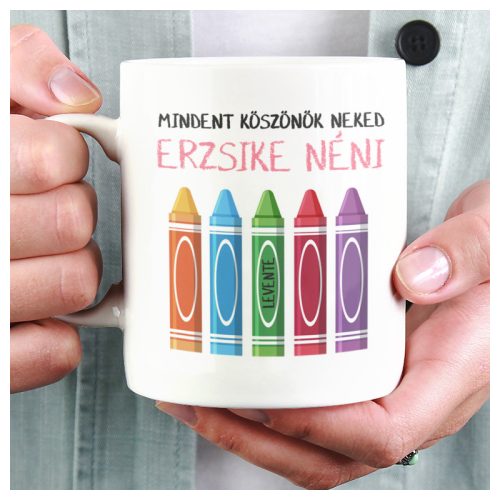 Mindent köszönök - bögre - cuki krétás mintával és saját névvel 