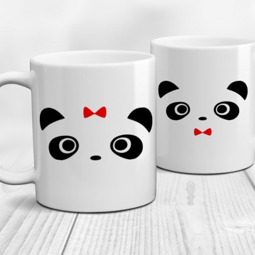 Cuki panda macis - páros bögre (Pandás páros bögre - saját névvel)
