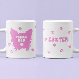 Yorkie Mom - feliratos kutyás bögre - saját névvel 