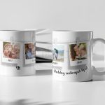 Egyedi fényképes bögre - 4 saját fotóval és rövid üzenettel - Polaroid keretes 