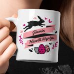 Húsvéti szalagos nyuszis bögre -  saját névvel 