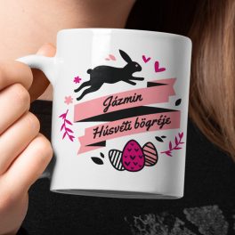 Húsvéti szalagos nyuszis bögre -  saját névvel 