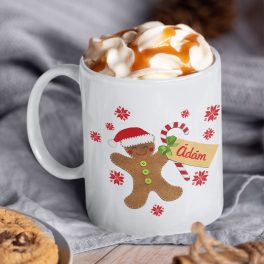   Karácsonyi süti mintás bögre - saját névvel (Mézeskalács ember)