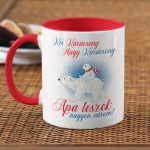 APA LESZEK bögre jegesmacikkal (Karácsonyi bababejelentő bögre)