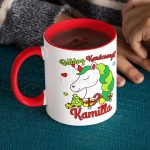 Karácsonyi unikornisos bögre - saját névvel és felirattal