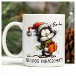 Egyedi karácsonyi bögre - Kacsintós Rudolf - saját névvel