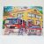Puzzle 40 db-os színezővel - tűzoltó -sárgaépülettel - autó